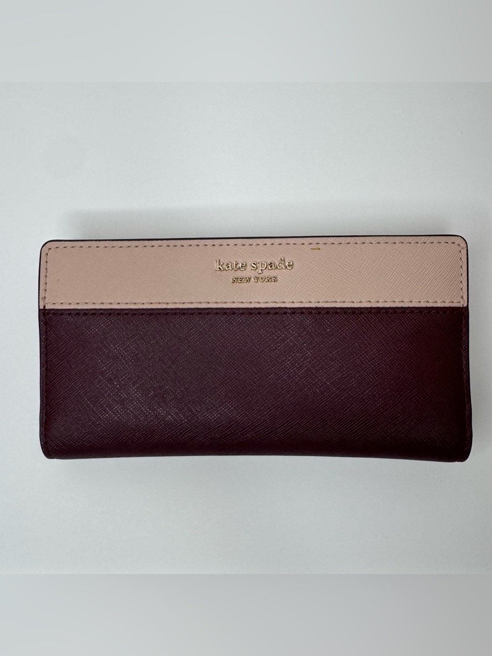 Kate Spade Cameron Large Slim Bifold Wallet Pink And Burgundy